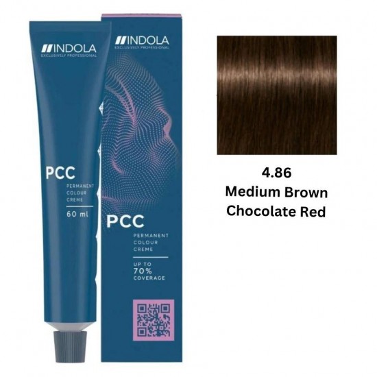 INDOLA PCC PERMANENT COLOR 4.86 – MEDIUM BROWN CHOCOLATE RED 60 ML