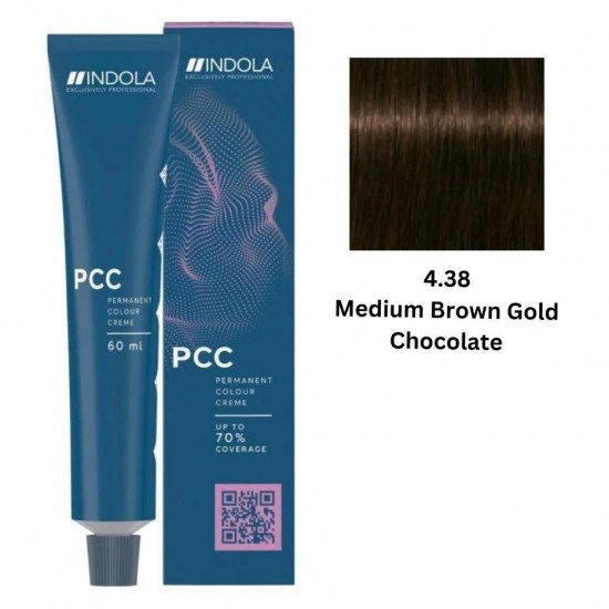 INDOLA PCC PERMANENT COLOR 4.38 – MEDIUM BROWN GOLD CHOCOLATE 60 ML