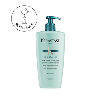 Kérastase Resistance Bain Force Architecte зацврстувачки шампон за оштетена и кршлива коса со разделени врвови 500мл