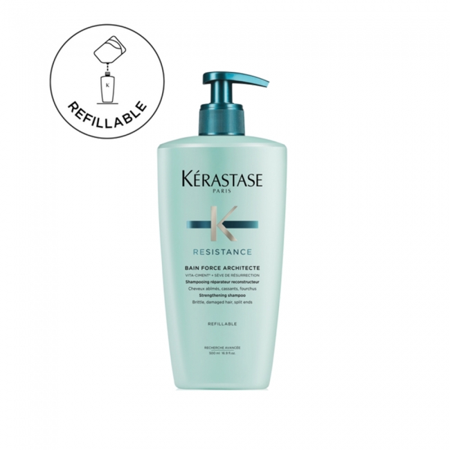 Kérastase Resistance Bain Force Architecte зацврстувачки шампон за оштетена и кршлива коса со разделени врвови 500мл
