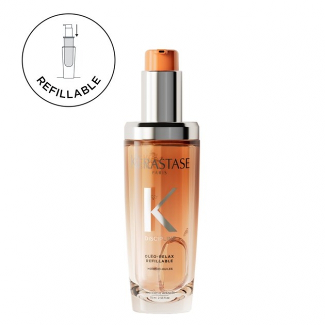 Kérastase Discipline Oléo-Relax Refillable масло за измазнување и контрола на frizz-от кај сите типови недисциплинирана коса 75мл