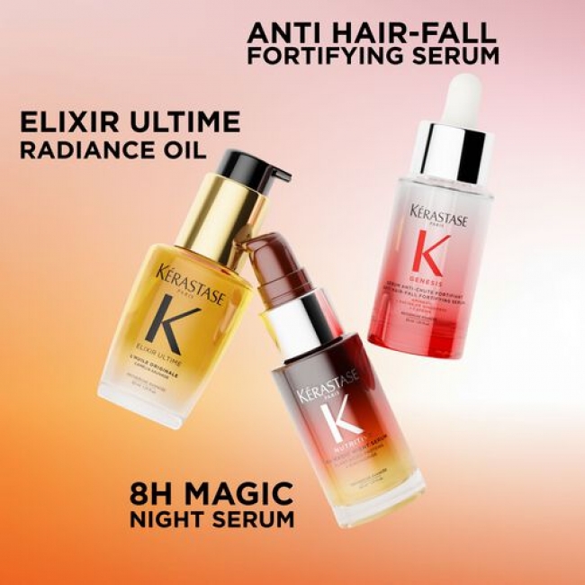Kérastase Mini Hero Trio Holiday Set: Elixir Ultime L’Huile Originale 30ml + Nutritive 8H Magic Night Serum 30ml + Genesis Anti-Chute 30ml