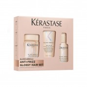 Kérastase Gloss Absolu Discovery сет: Bain Hydra-Glaze  шампон за долга коса склона кон frizz 80ml + Gloss Absolu Insta Glaze балсам за поттикнување сјај на долга коса склона кон frizz 45ml + Gloss Absolu Anti-Frizz Glaze Milk млеко во спреј 75ml